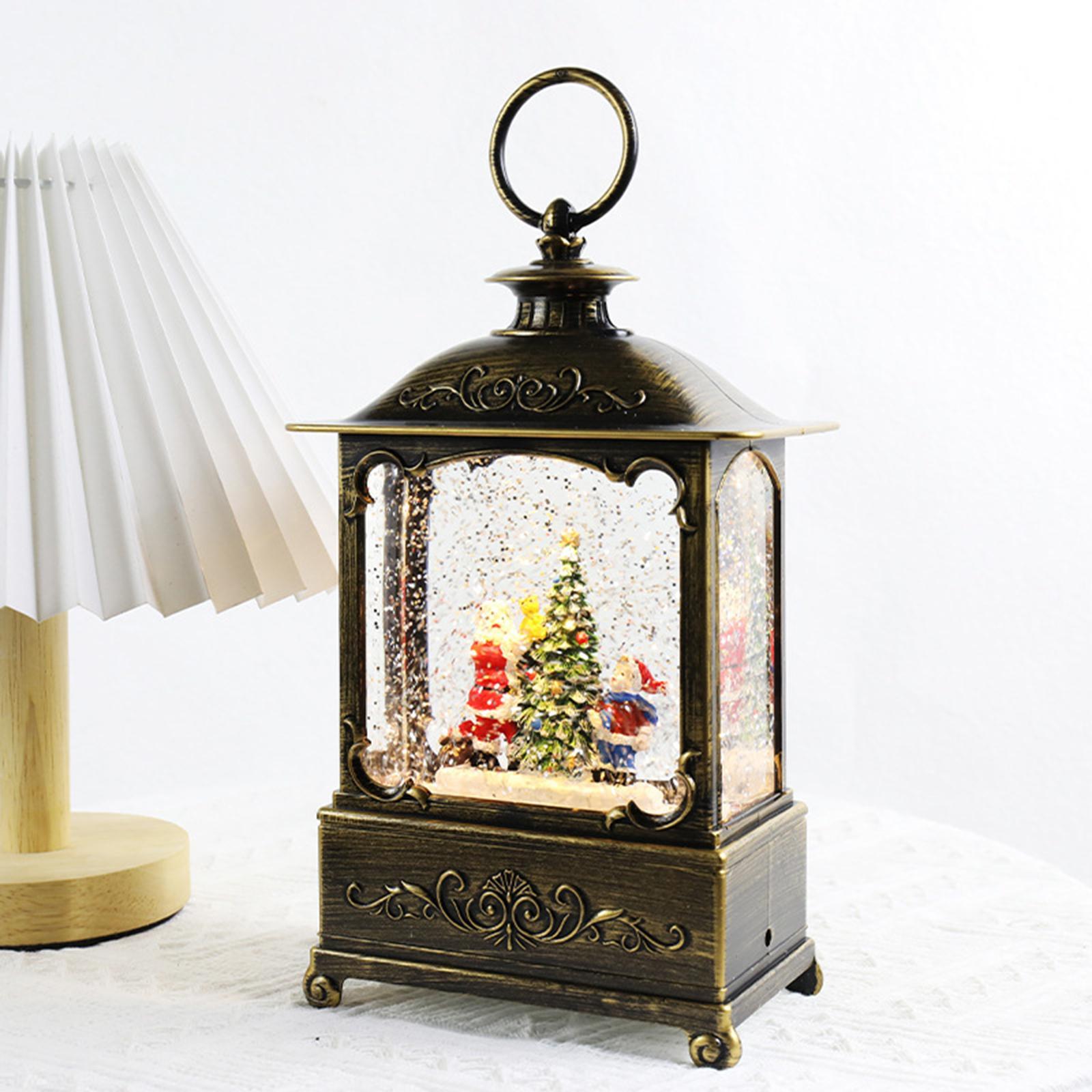 Glittering Christmas Music Box Lantern Rotating for Indoor Home Decoration