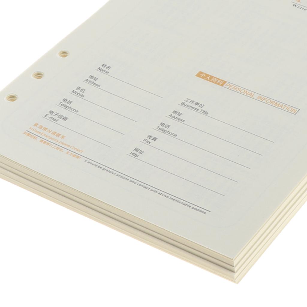A5 Notebook Filler Paper Refillable Pages for Binder Planner 6 Holes