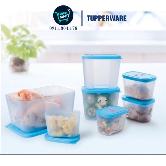 Bộ Hộp Trữ Đông - Bộ 7 Hộp Tuppeware Trữ Đông Đựng Thực Phẩm Nắp Đồng Hồ Cao Cấp - Hàng Chính Hãng