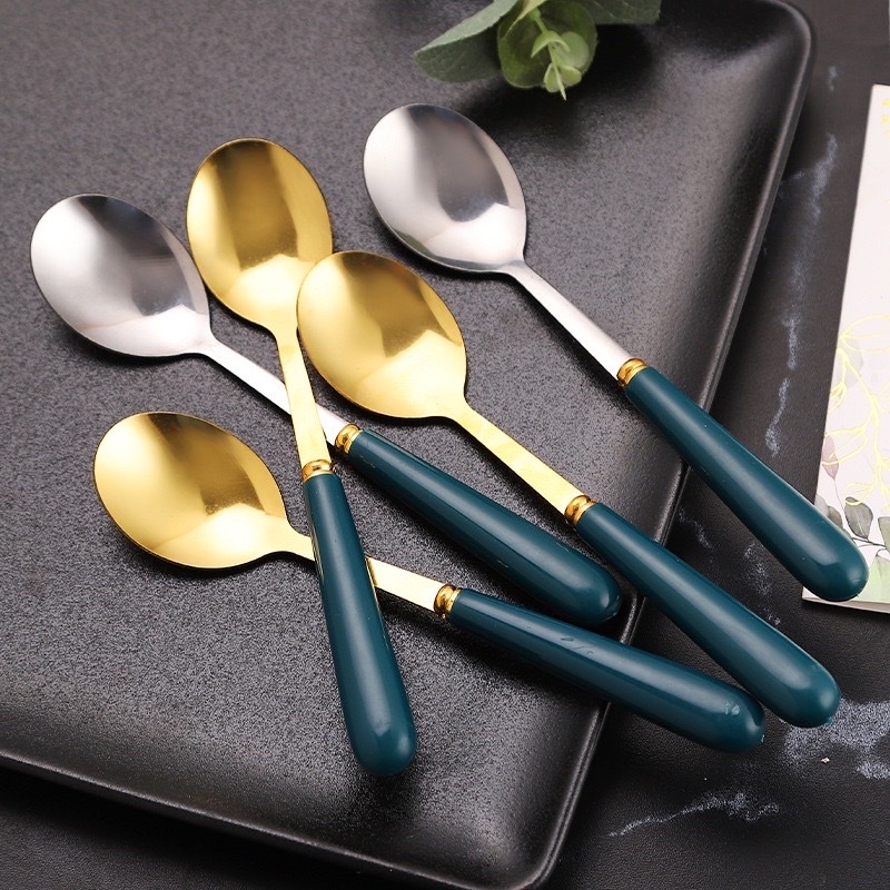 Hộp 6 muỗng vân đá inox sang trọng , kiểu dáng Tây Âu , muỗng ăn decor , thiết kế tinh tế hiện đại , phù hợp dùng trong mọi hoàn cảnh trang trí bàn ăn rất đẹp và sang