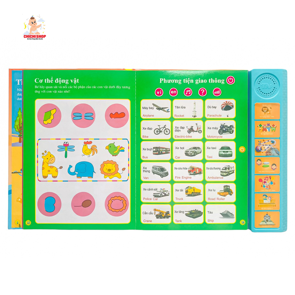 Bảng Nói Điện Tử Song Ngữ Anh - Việt 28 Trang Nhiều Chủ Đề Cho Bé Phát Triển Ngôn Ngữ