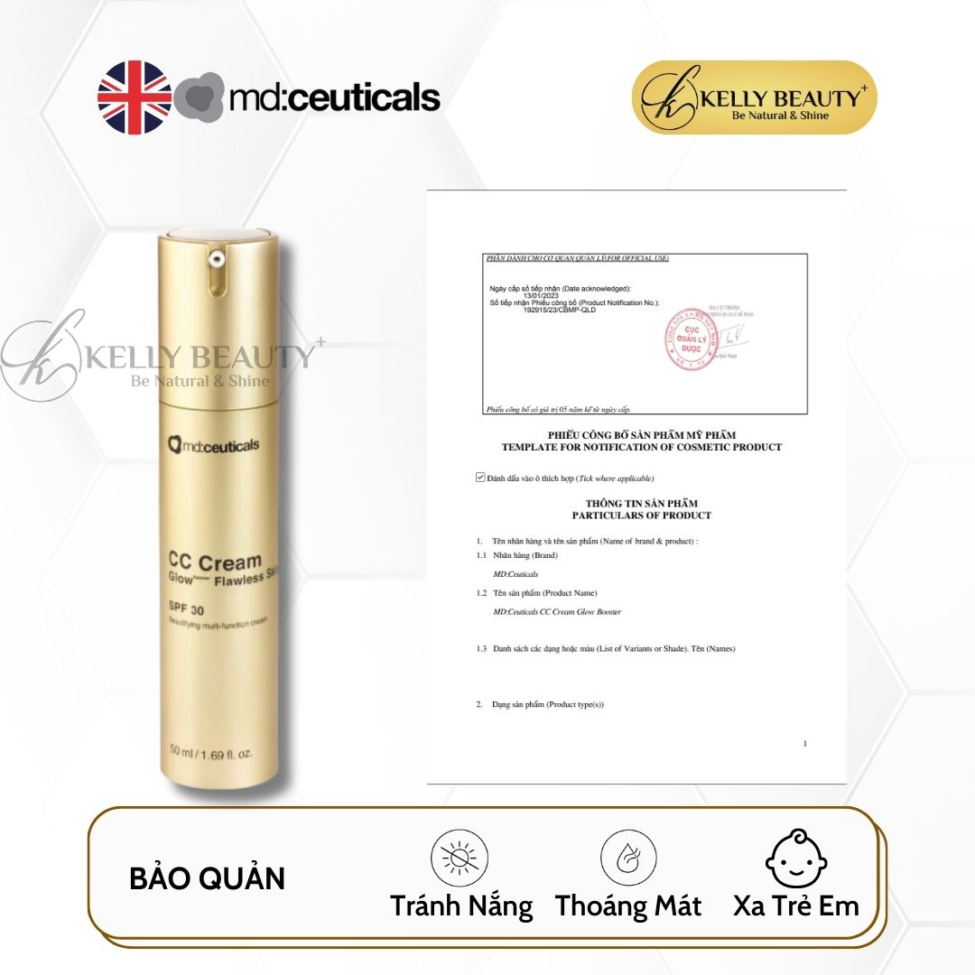 Kem Nền Che Khuyết Điểm Chống Nắng CC Cream Glow Flawless Skin SPF 30 - MD:Ceuticals | Kelly Beauty