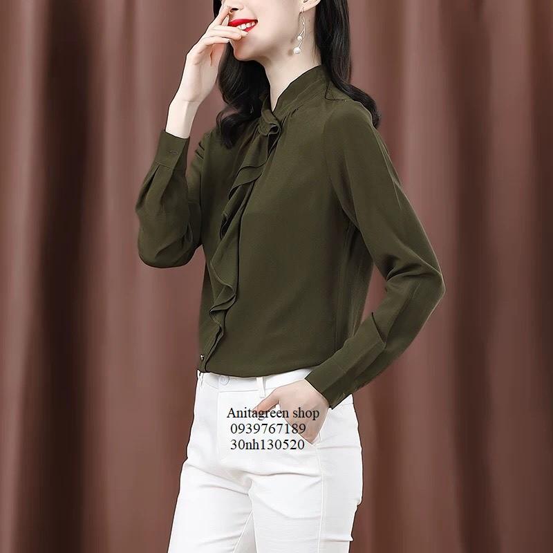 Tk13-0520-ÁO SƠ MI BÈO XANH RÊU s-6xl