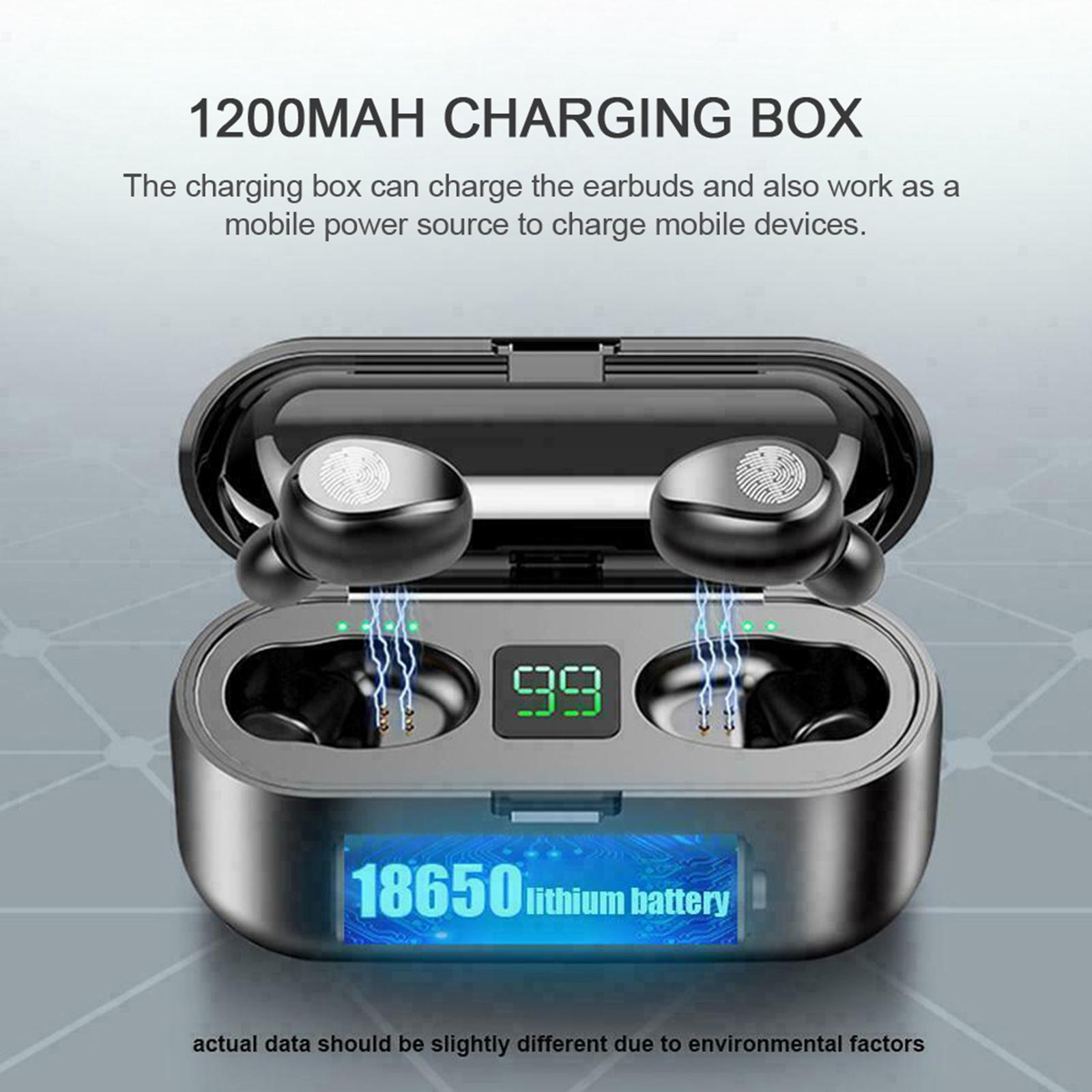 Tai nghe thể thao chống thấm mồ hôi Hộp sạc 1200mAh F9 True Wireless Headphones Bluetooth 5.0 TWS Earbuds