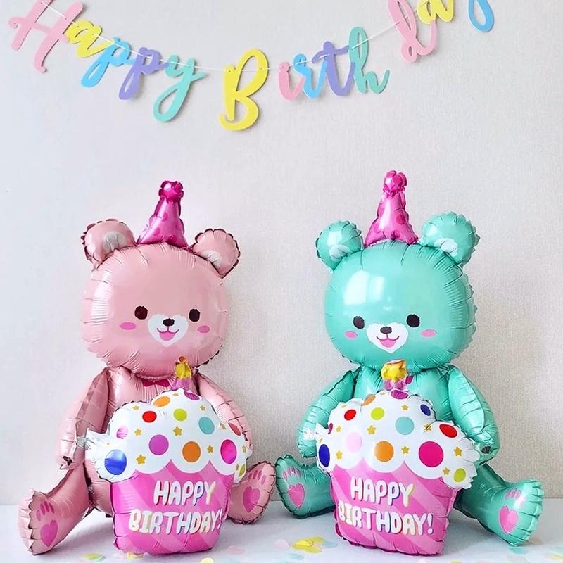 Bong Bóng Nhôm Hình Gấu Hoạt Hình 4D Dễ Thương Trang Trí Tiệc Sinh Nhật/Tiệc Cưới