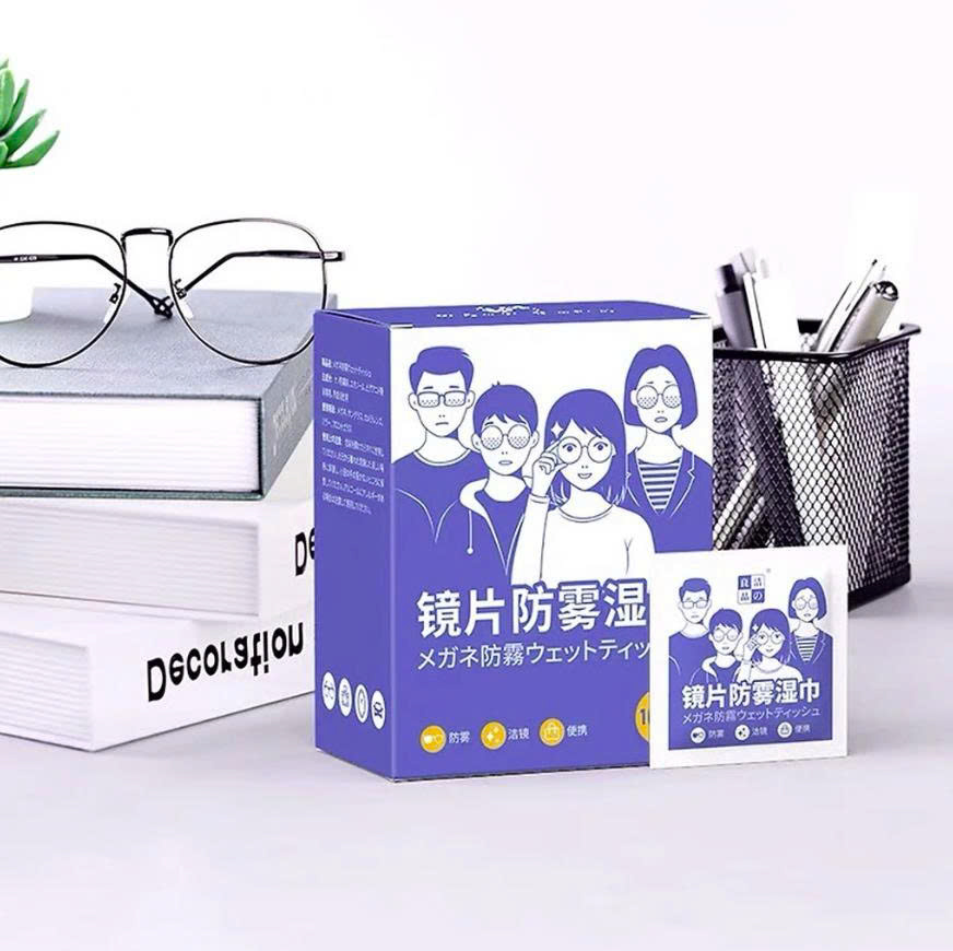 Hộp 100 khăn làm ngăn hơi đọng nước kính, khăn giấy lau nano lau sạch bụi, hơi nước, mờ sương bề mặt kính