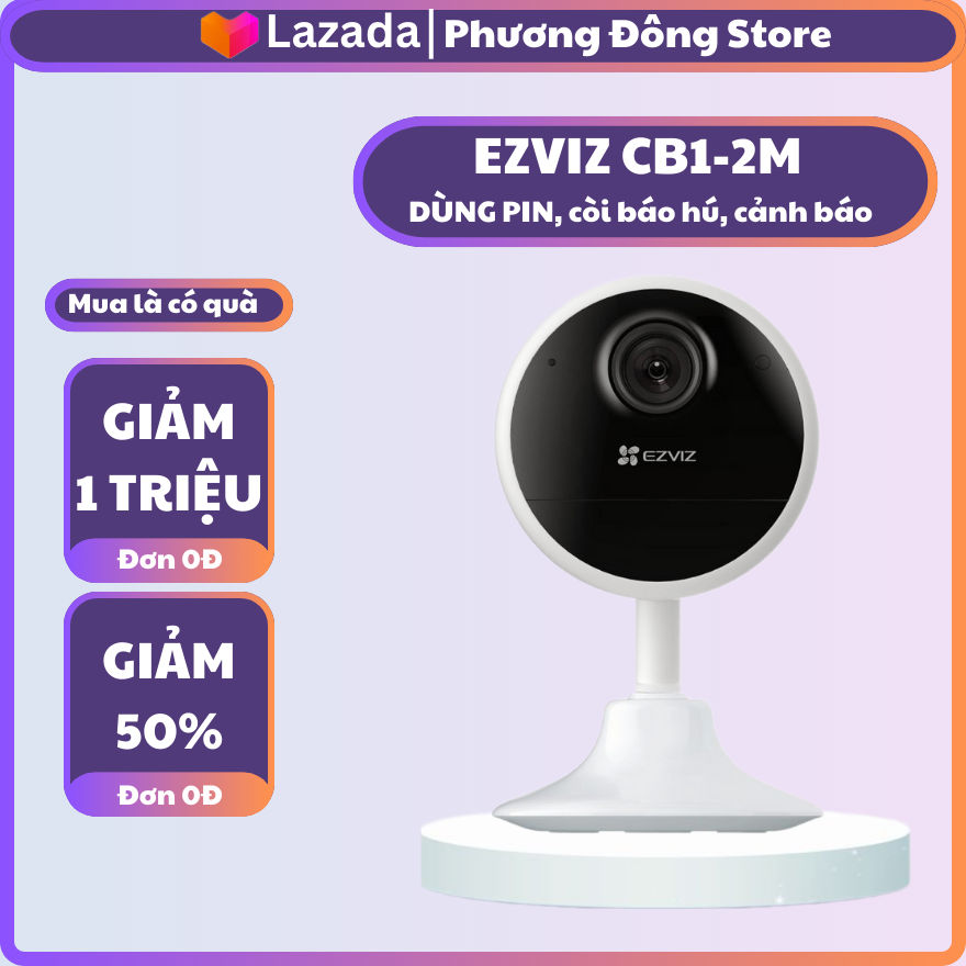 Camera Wifi EZVIZ CB1 2MP Dùng Pin Sạc, Cảnh báo chuyển động, còi hú cảnh báo - hàng chính hãng