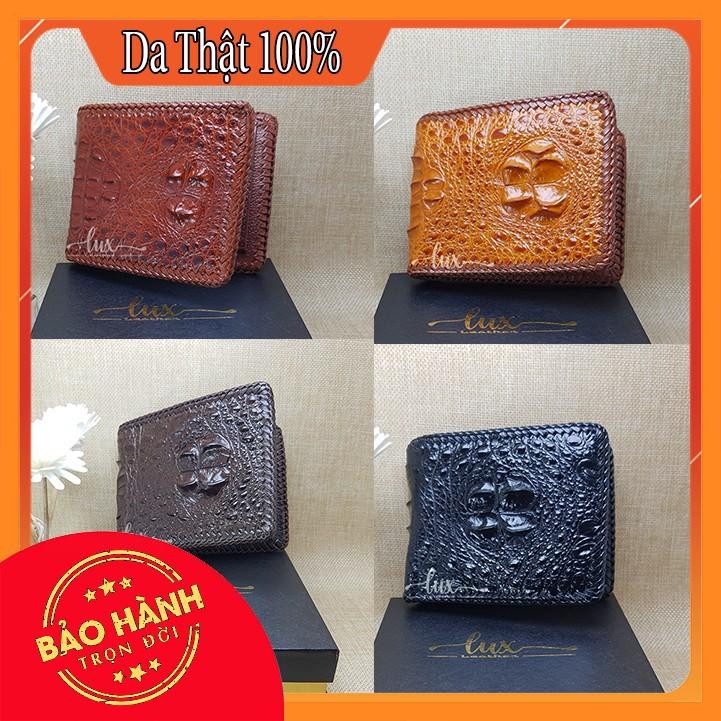 Ví Nam Da cá sấu LuxLeather LM1113 Đan Viền thủ công - Một mặt - Kiểu Ngang - Gù nguyên con