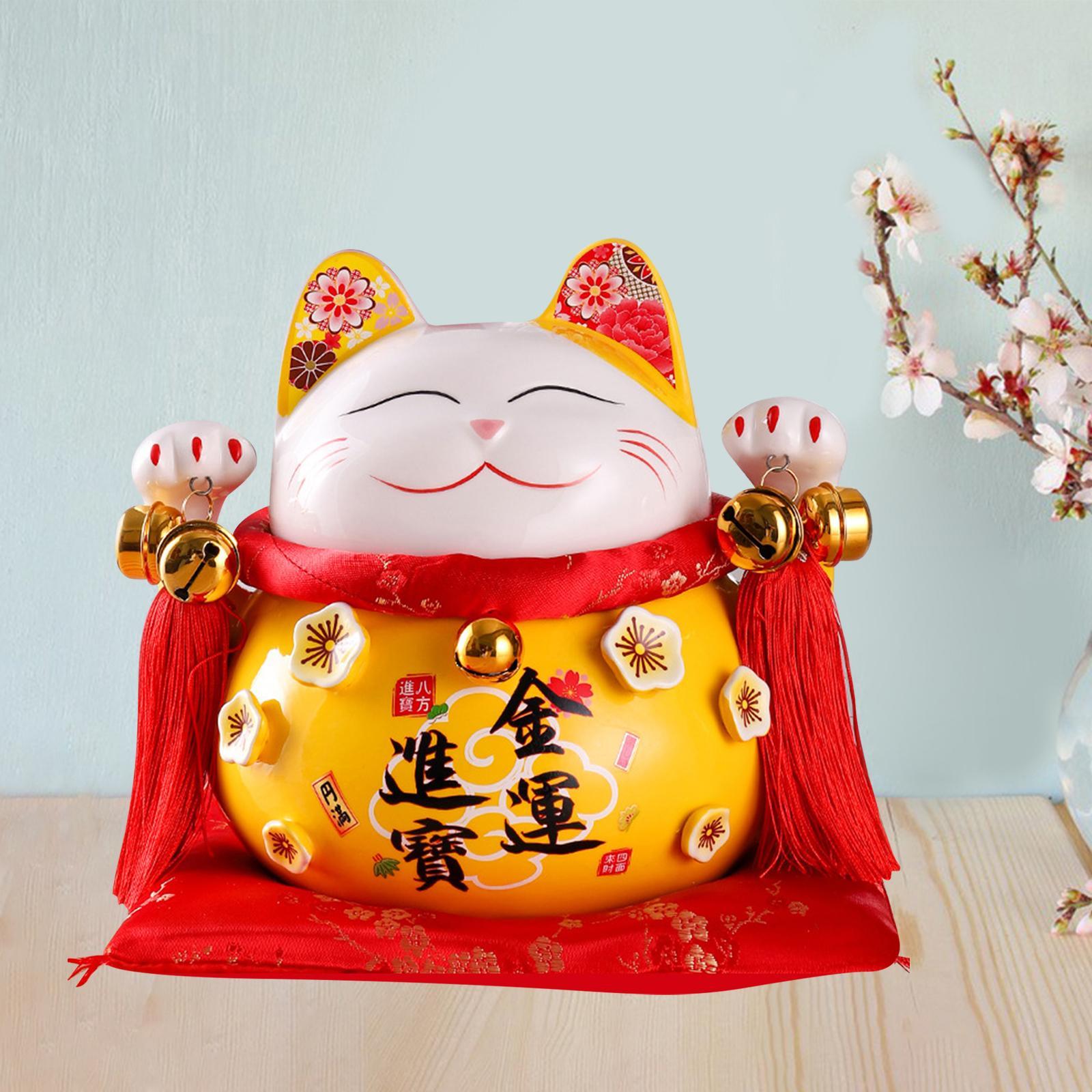 Fortune Cat Piggy Bank Japanese Decor Fengshui Creative Wealth for Home