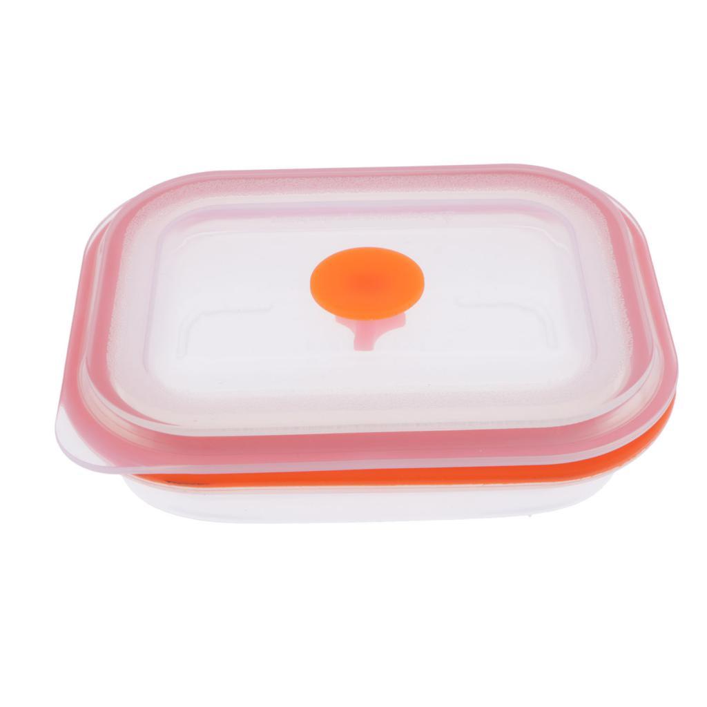 Collapsible Silicone Food Storage Containers, Folding Lunch Bento Box BPA Free for Camping, Hiking, Backpacking