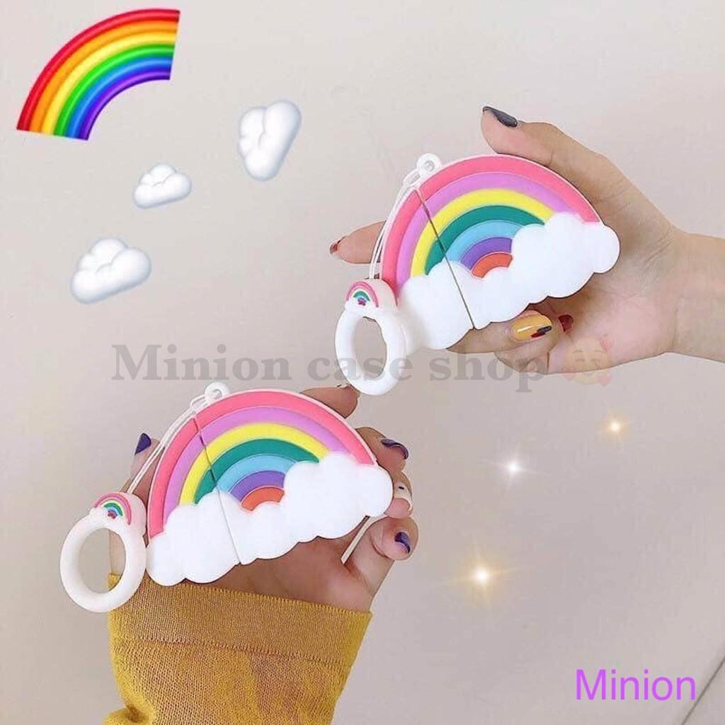 Hình ảnh Bao Case Ốp dành cho airpod 1 và 2, tai nghe bluetooth i11,i12, i100, i9s... silicon 3D Rainbow cao cấp