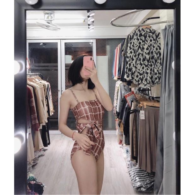 freeship Bikini liền một mảnh nâu sexy mặc đi biển đi bơi