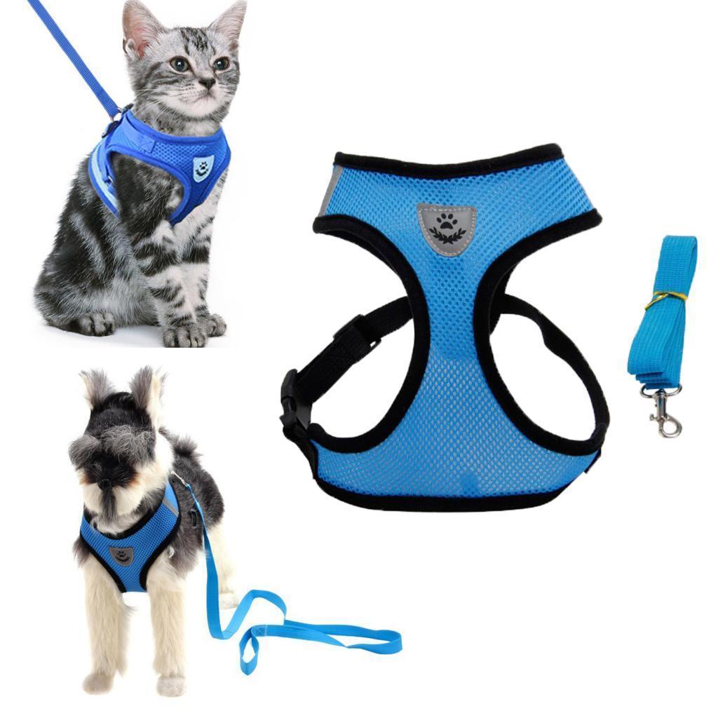 Pet Harness Chest Back Vest Dog Adjustable Harness Reflective 3 Blue S