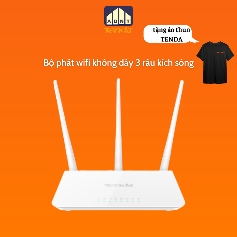 Bộ phát wifi không dây 3 râu kích sóng repeater Wireless Router F3 Tenda hàng chính hãng