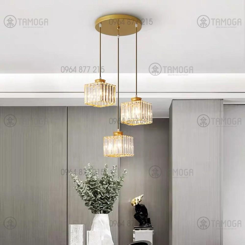 Bộ 03 đèn thả trần, đèn thả bàn ăn trang trí phòng khách pha lê