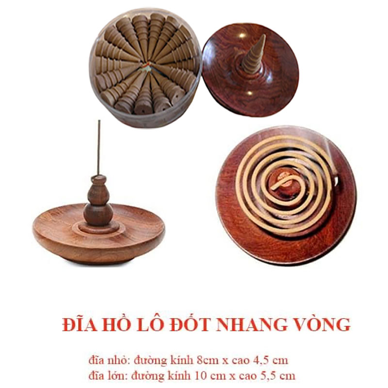 Đế gỗ xông đốt trầm hương - Đĩa gỗ hương đốt nhang nụ trầm hương, nhang khoanh trầm hương đa năng