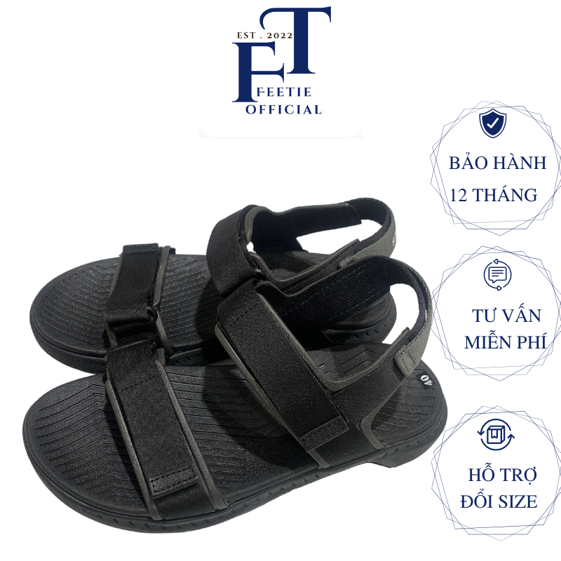 Dép Sandal Nam Nữ Shatto Quai Ngang/ Quai Chéo Đen Thời Trang Mang Đi Học,Đi Chơi cao 4cm Đế Bằng