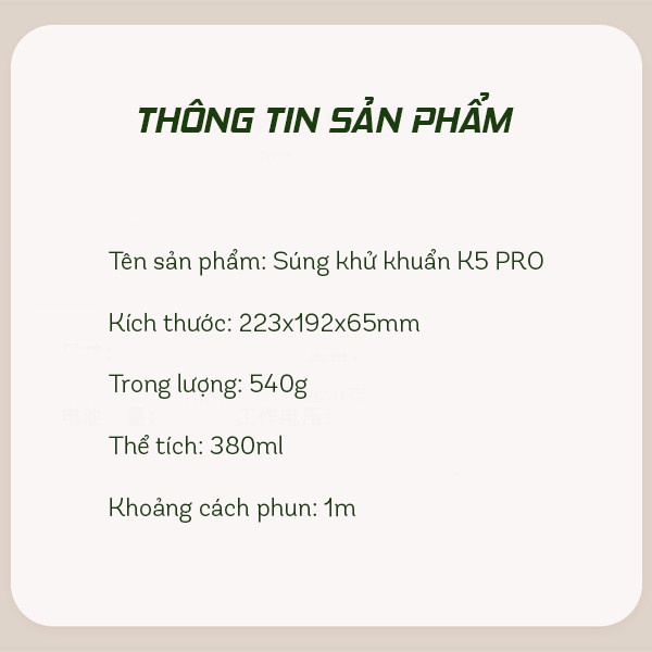 Máy Phun Khử Khuẩn K5PRO Không Dây Cầm Tay Sử Dụng Tia Cực Tím UV Công Nghệ Nano Tích Hợp Nút Bấm Tiện Lợi