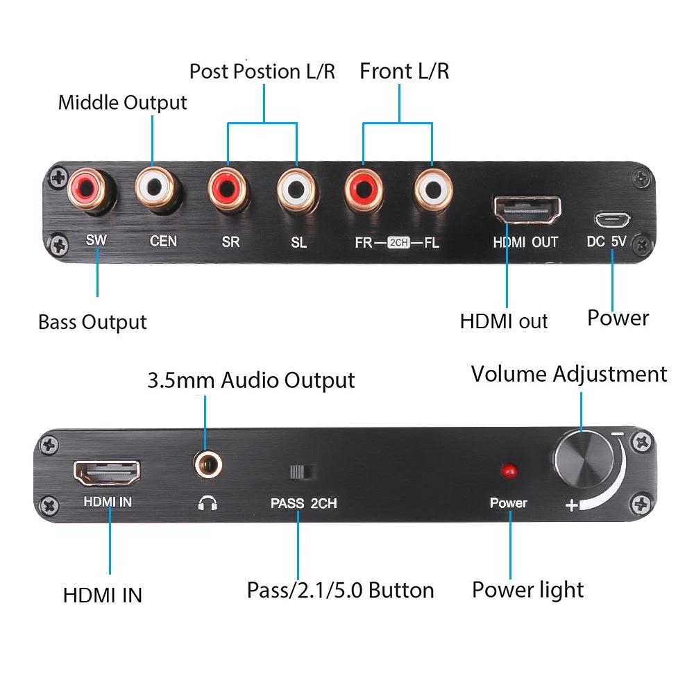 4K 5.1CH HDMI actactitor Decode Decode hợp tác với RCA AC3/DST đến 5.1 Bộ chuyển đổi tương tự bộ khuếch đại cho PS4 DVD Player HDTV
