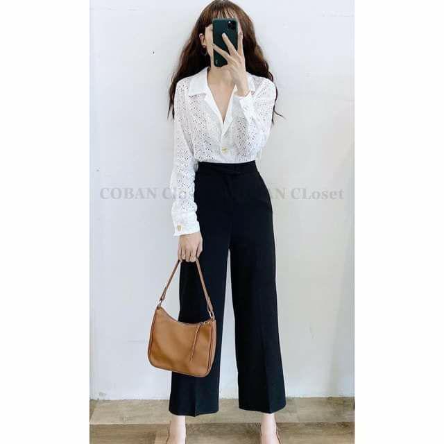 Quần nữ quần suông ống rộng 1 Khuy Giữa chất vải tuyết mưa cạp cao tôn dáng xưởng may giá sỉ