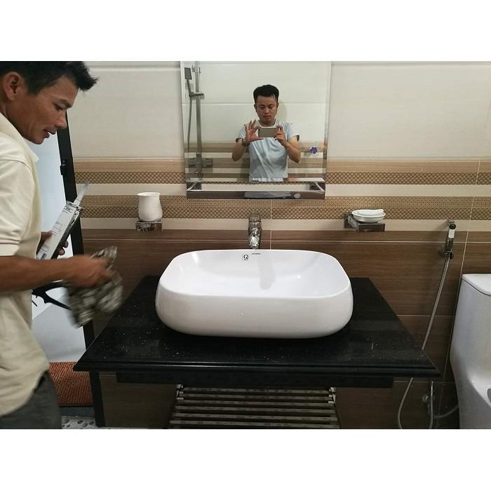 Chậu Lavabo Rửa Mặt C216A Men Nano Kháng Khuẩn, Đặt Bàn Đá (Tặng Bộ Xiphong Chun Thoát Nước Ngăn Mùi)