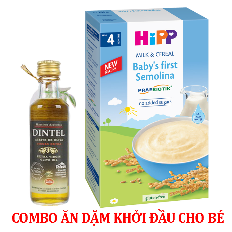 COMBO Ăn dặm khởi đầu Hipp - Dầu Olive Dintel ép nguyên chất 100% (chai thủy tinh 100ml)