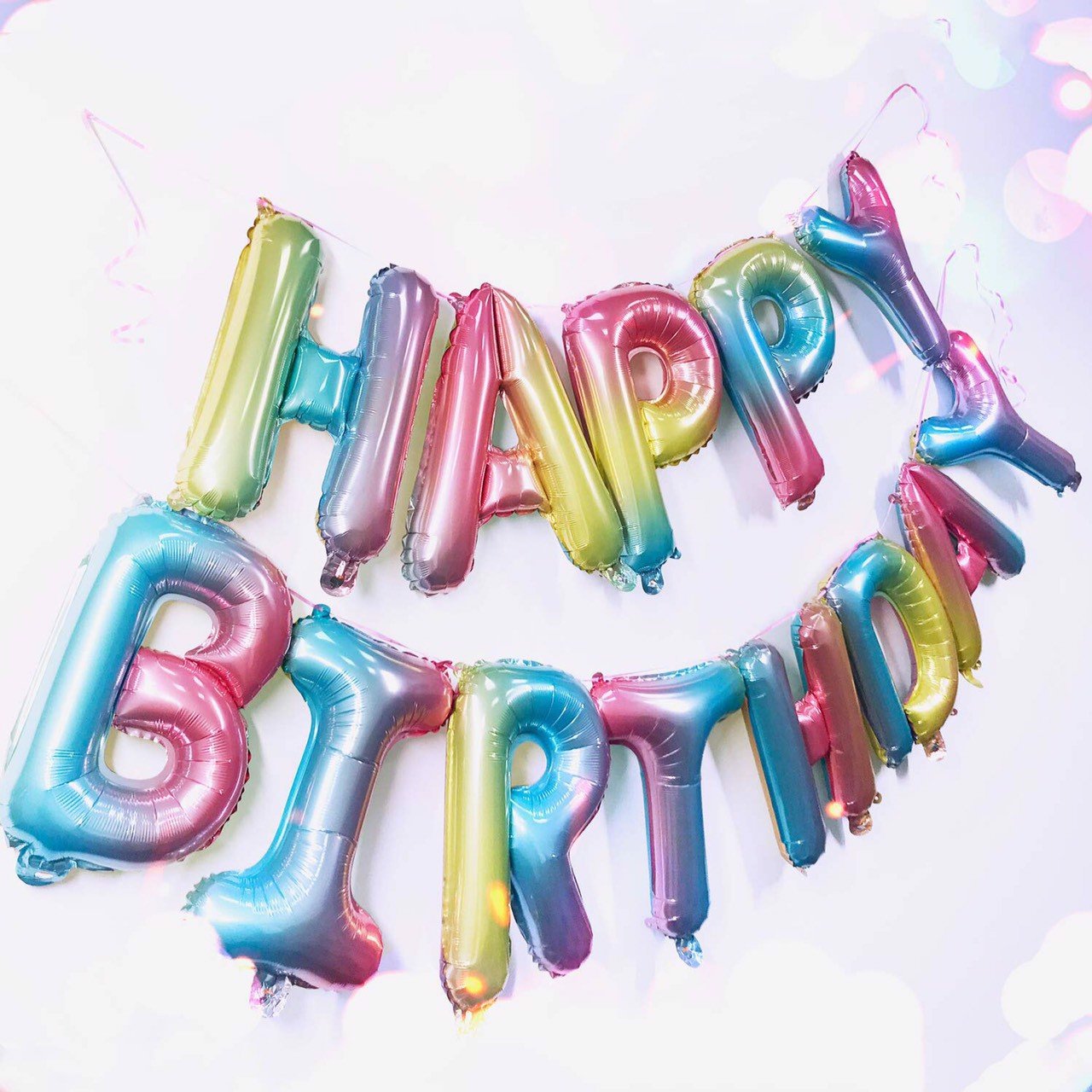 Bộ bóng trang trí sinh nhật màu cầu vồng set combo rainbow balloon upkp24