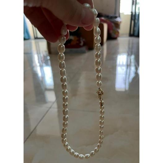 Chuỗi Đeo Cổ Hạt Hình Gạo Size 3ly Hạt Rằn Dị, Vòng Cổ Dây Chuyền Ngọc Trai Nước Ngọt Tự Nhiên Sang Trọng - Ngọc Trai Trường Thịnh