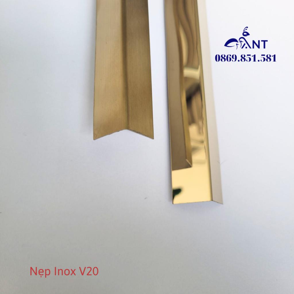 Nẹp Inox V20 Đen Gương, nẹp ốp góc tường, nẹp ốp cầu thang, nẹp trang trí, dày 0.4, thanh dài 2m7 hoặc thanh dài 3m