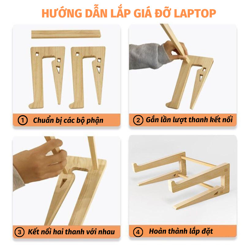 Giá Đỡ Laptop, Máy Tính, IPad, Macbook, Máy Tính Bảng Chất Liệu Gỗ Cao Cấp Hỗ Trợ Giúp Tản Nhiệt Chống Mỏi Cổ, Vai, Gáy, Giá Đỡ Để Bàn Dễ Dàng Gấp Gọn Có Thể Tháo Rời Thông Minh, Đế Tản Nhiệt – Hàng Nhập Khẩu