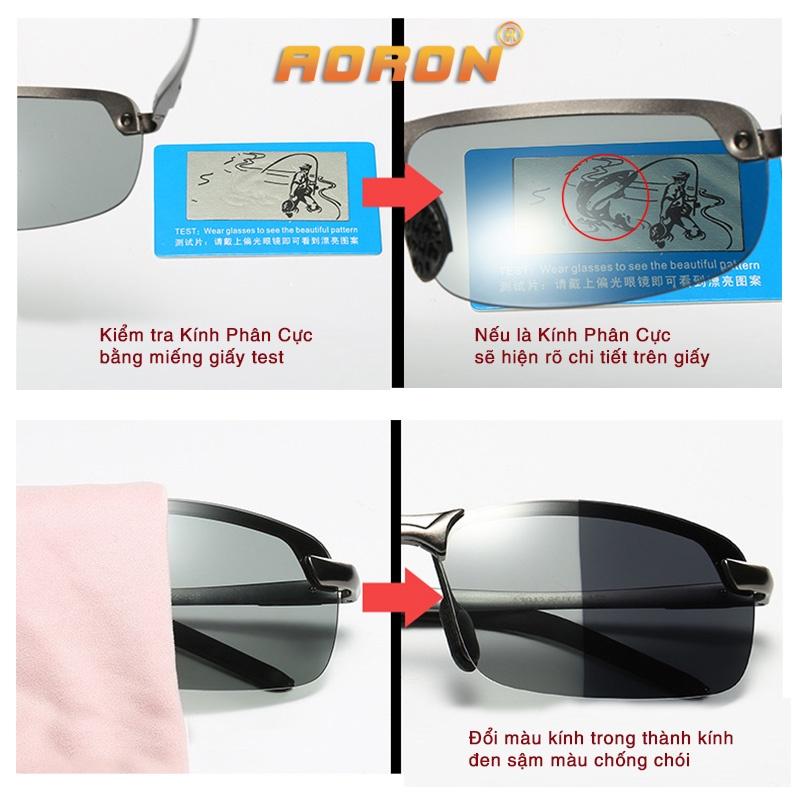 Mắt Kính Nam Phân Cực Đổi Màu chống chói, chống lóa, chống tia UV400 đi xe ngày đêm AK036 - AORON