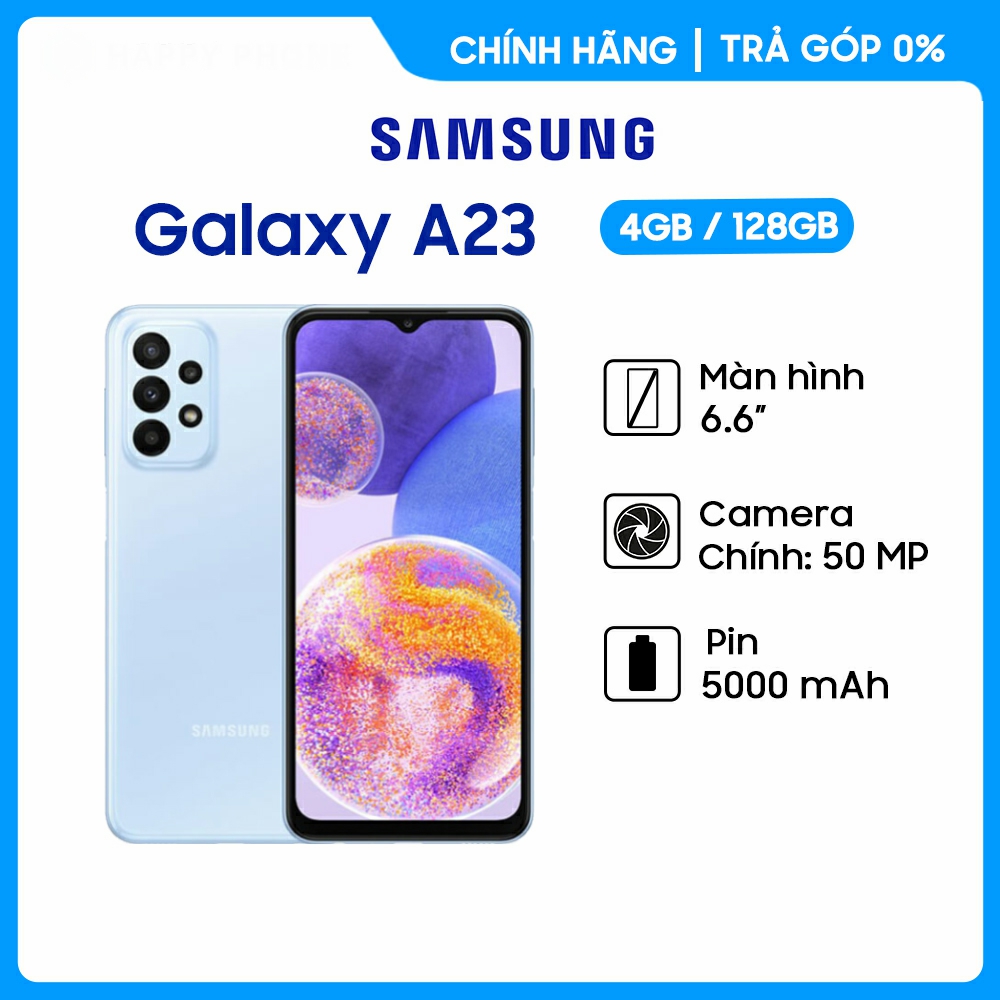 Điện Thoại Samsung Galaxy A23 (4GB/128GB) - Hàng Chính Hãng, Mới 100%, Nguyên Seal | Bảo hành 12 tháng QZ5