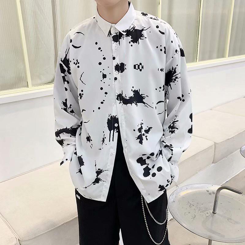 Áo Sơ Mi Tay Dài Họa Tiết In Thời Trang Phong Cách Cho Nam