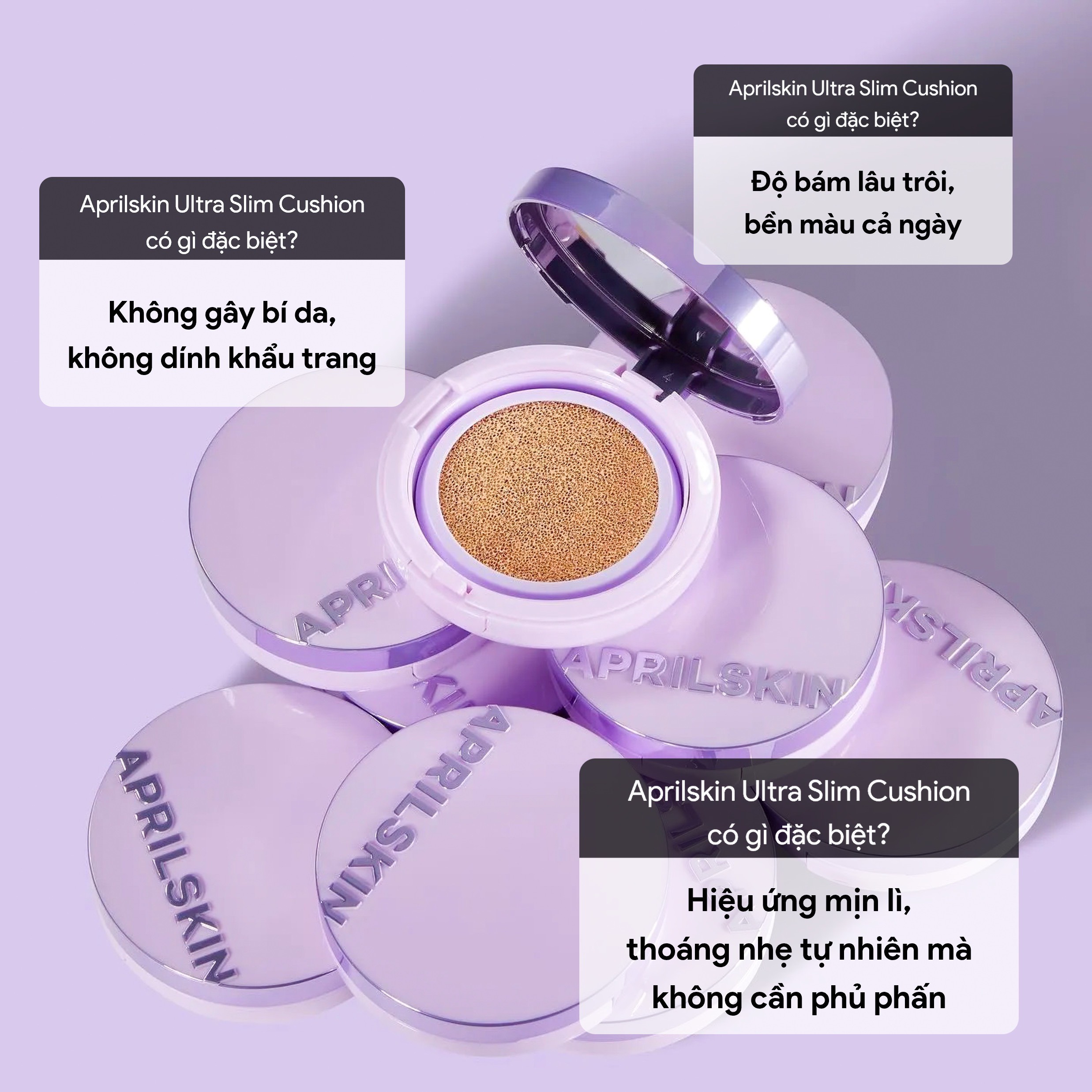 [Có Tặng kèm lõi] Phấn Nước Lâu Trôi, Mịn Lì, Che Phủ Hiệu Quả Aprilskin 15g x2