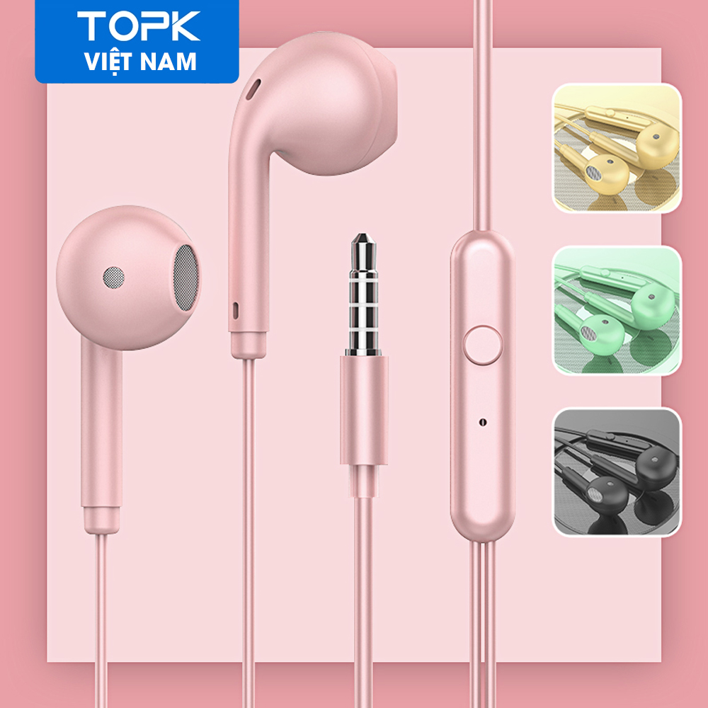 Tai nghe nhét tai TOPK F17 âm thanh nổi bass nặng có dây AUX 3.5mm dùng cho OPPO Vivo HUAWEI Xiaomi Samsung - Hàng nhập khẩu