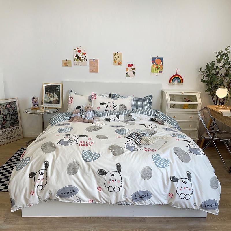 Bộ vỏ chăn ga gối shopquy cotton poly mẫu mới Gấu Xanh Đáng Yêu