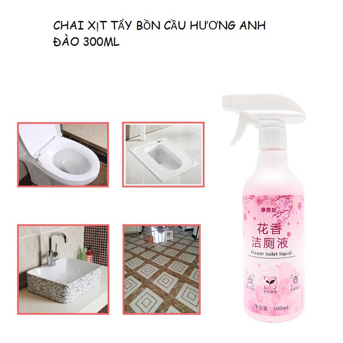 Chai Xịt Vệ Sinh Tẩy Rửa Bồn Cầu 300Ml Hương Anh Đào