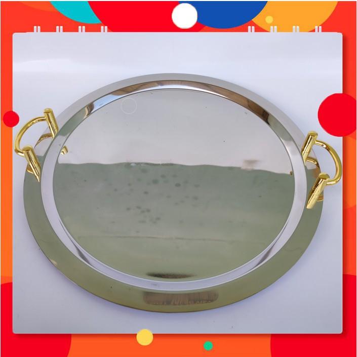 Khay trang trí, trưng bày bánh tiệc buffet tròn cao cấp có tay nắm