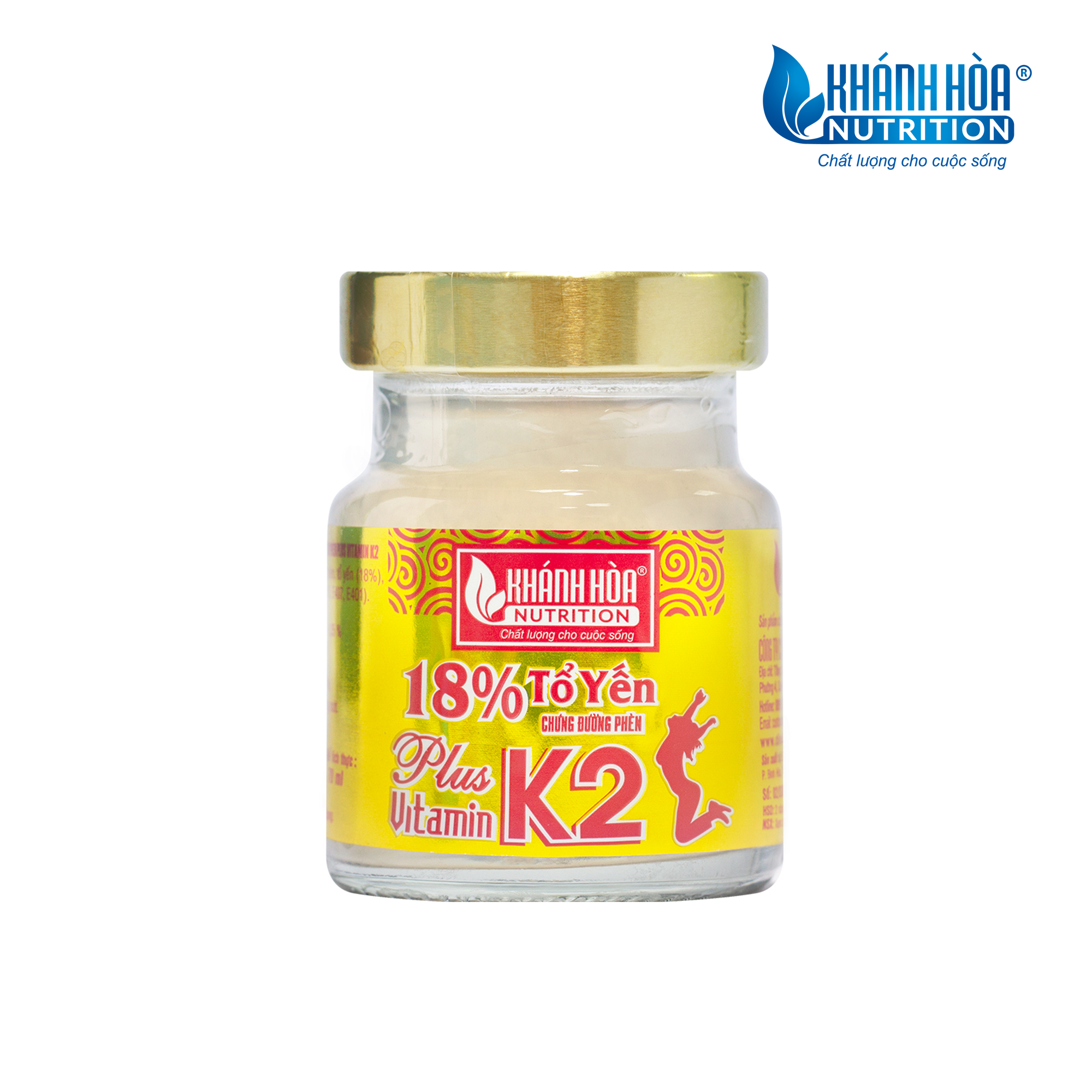 Tổ Yến 18% Chưng Đường Phèn/Tổ Yến Không Đường Bổ Sung Vitamin K2 -Khánh Hòa Nutrition - 6 Lọ x 70 ML