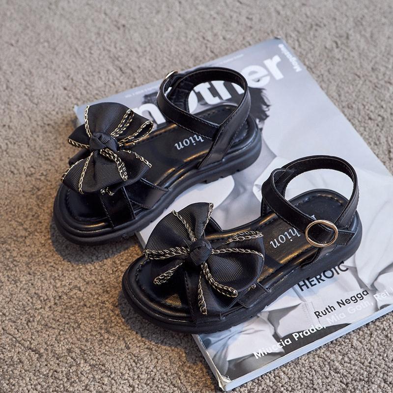 Giày sandal phối nơ cho bé gái diện tết đẹp size 21-33 hàng Quảng Châu cao cấp