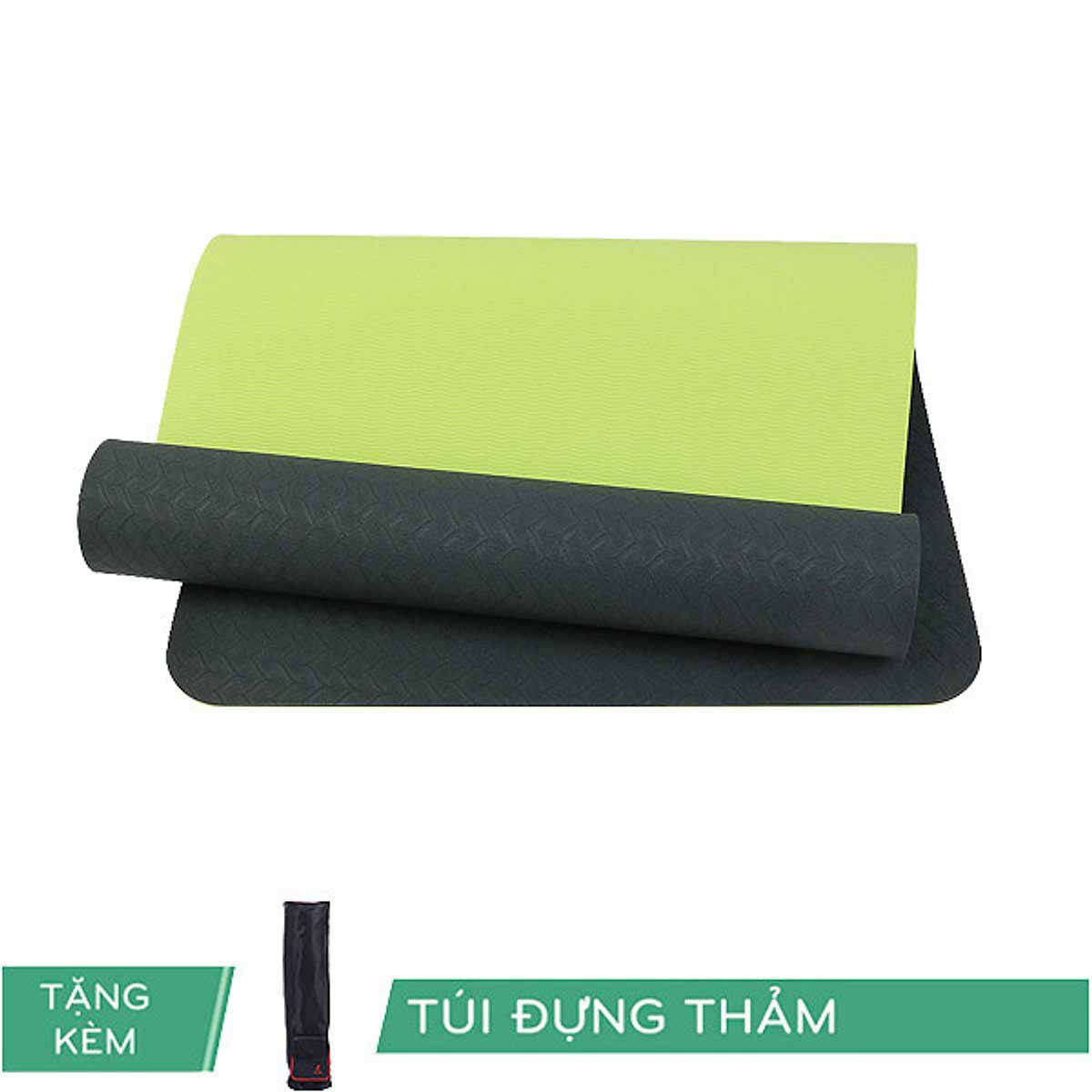 Thảm Tập Yoga TPE Eco 8mm 2 Lớp Màu Đen Kèm Túi