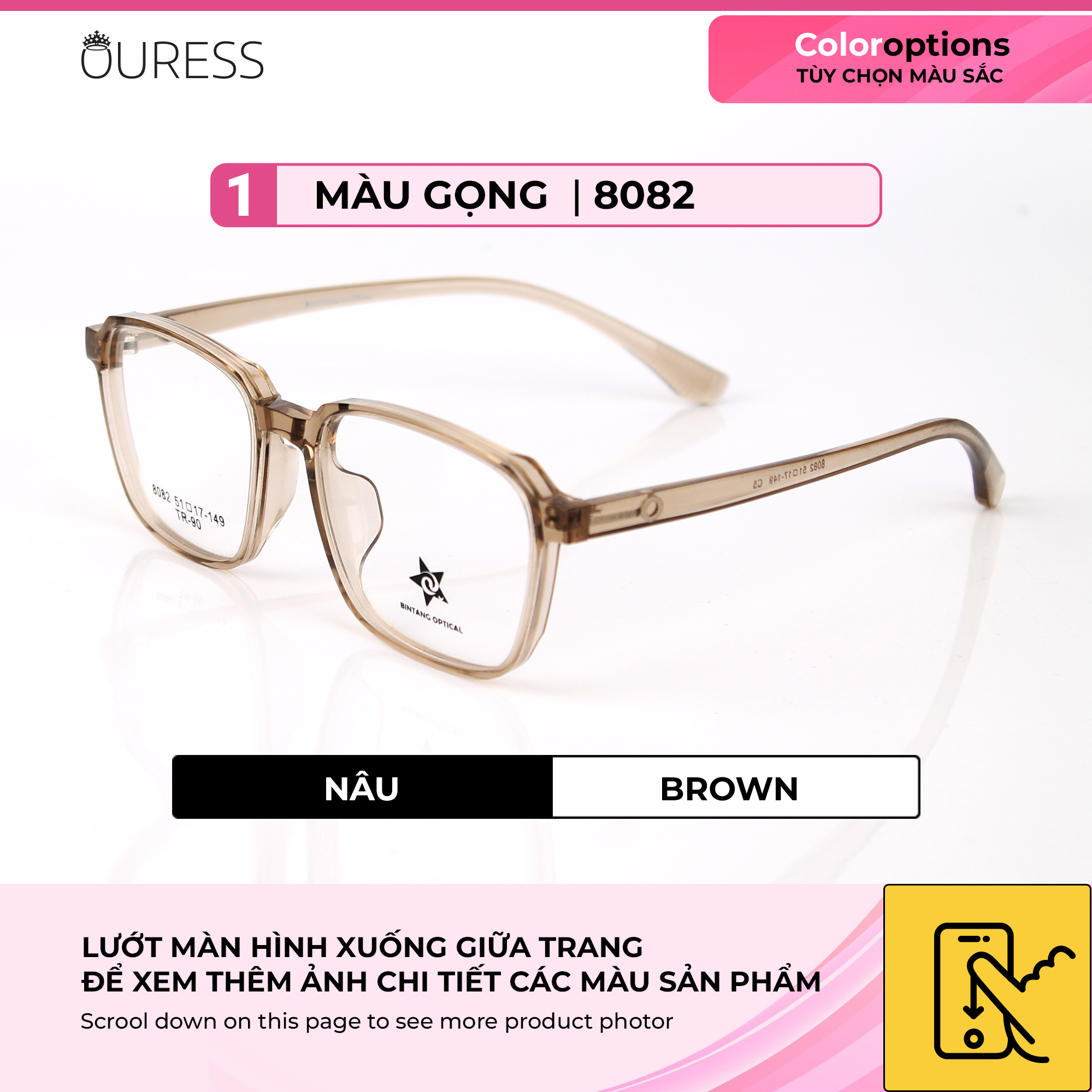 Gọng kính 8082 nhựa cao cấp siêu bền thời trang cá tính nam nữ OURESS