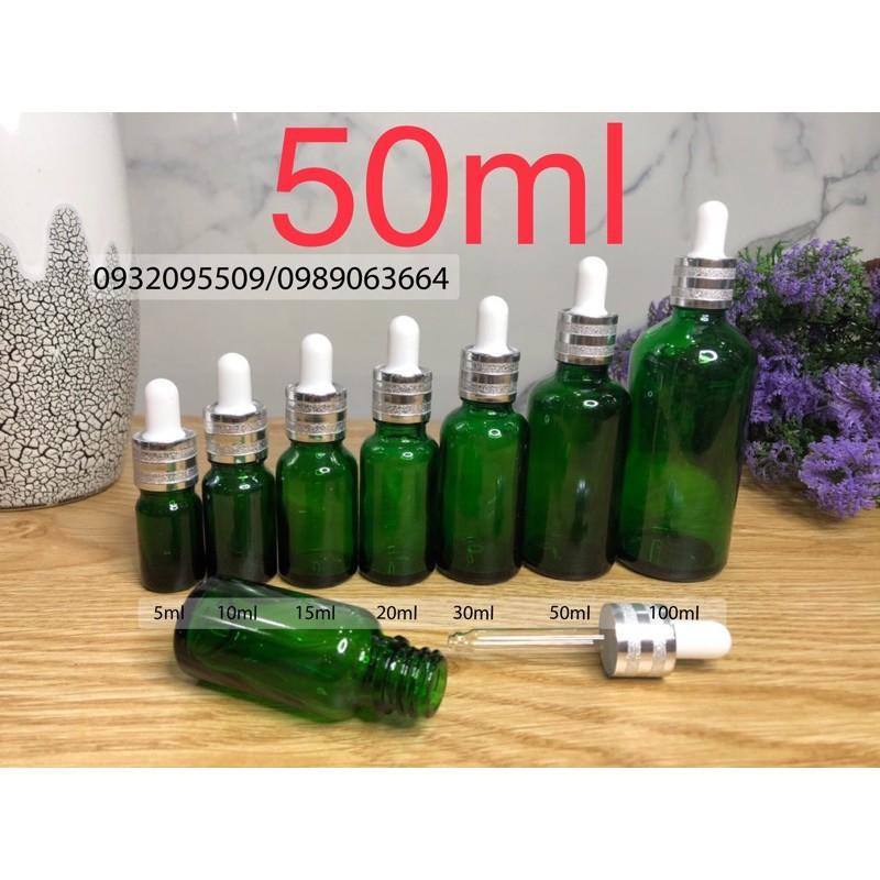 10 lọ chai 50ml xanh lá đựng serum mỹ phẩm tinh dầu