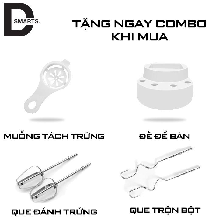 Máy đánh trứng cầm tay 5 tốc độ mạnh mẽ cao cấp ( đánh trứng, tạo bọt đánh kem, nhào bột, trộn bánh ) - Hoạt động êm ái