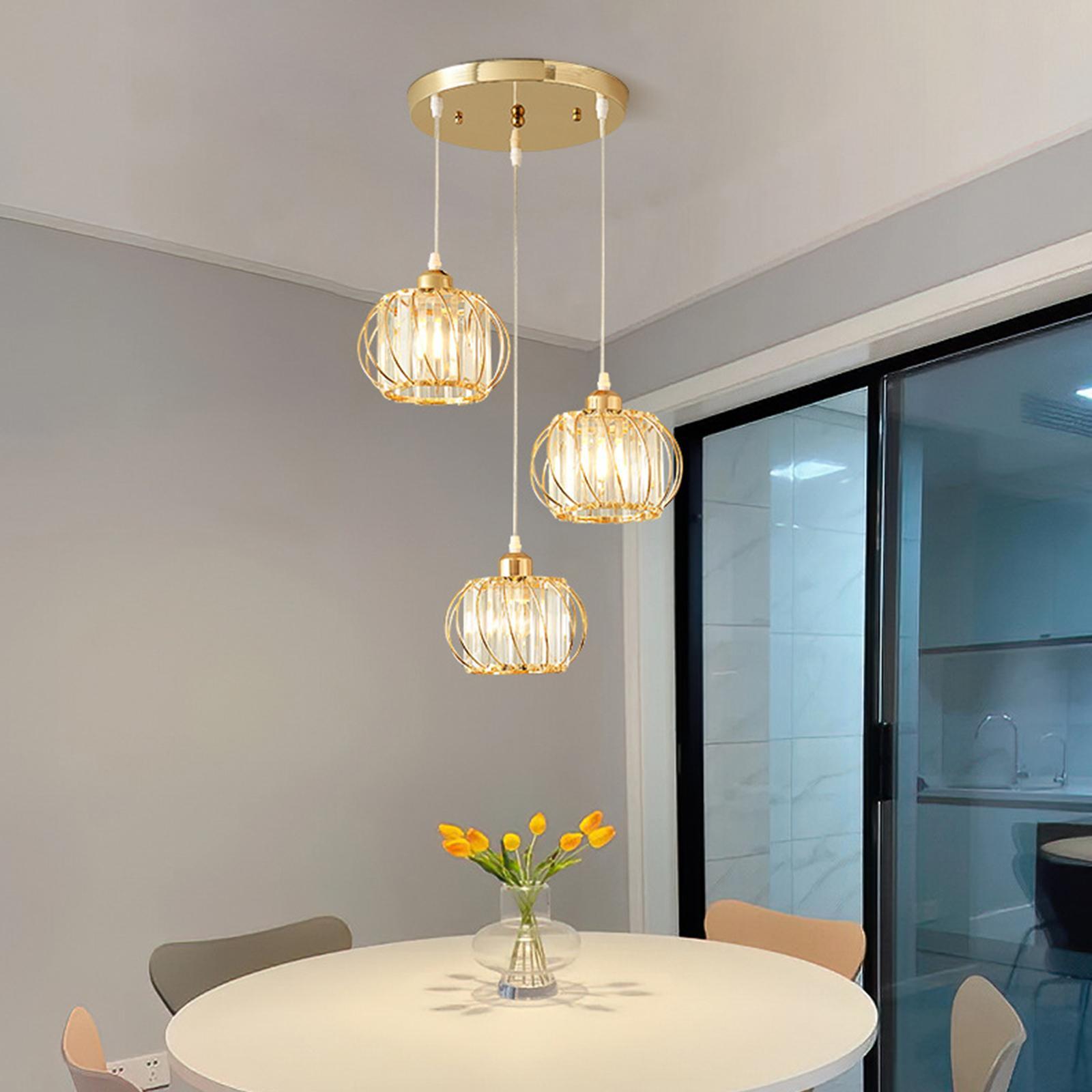 3 Light Crystal Pendant Light Fixture Modern Adjustable for Dining Room Restaurant