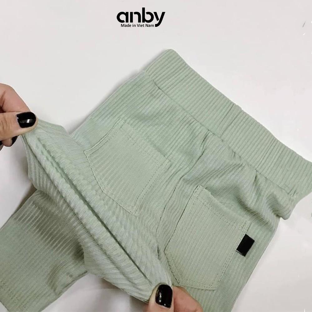 Quần legging cho bé từ 0 đến 5 tuổi ANBY thun gân len tăm đính 2 túi sau màu trơn co giãn