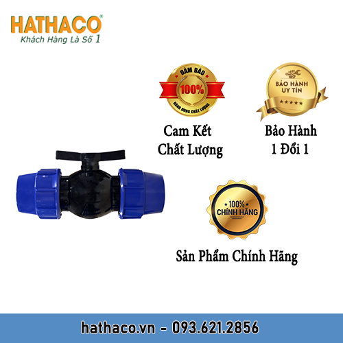 Van Nước PP 90 2 Đầu Rắc Co HATHACO Dùng Cho Ống HDPE