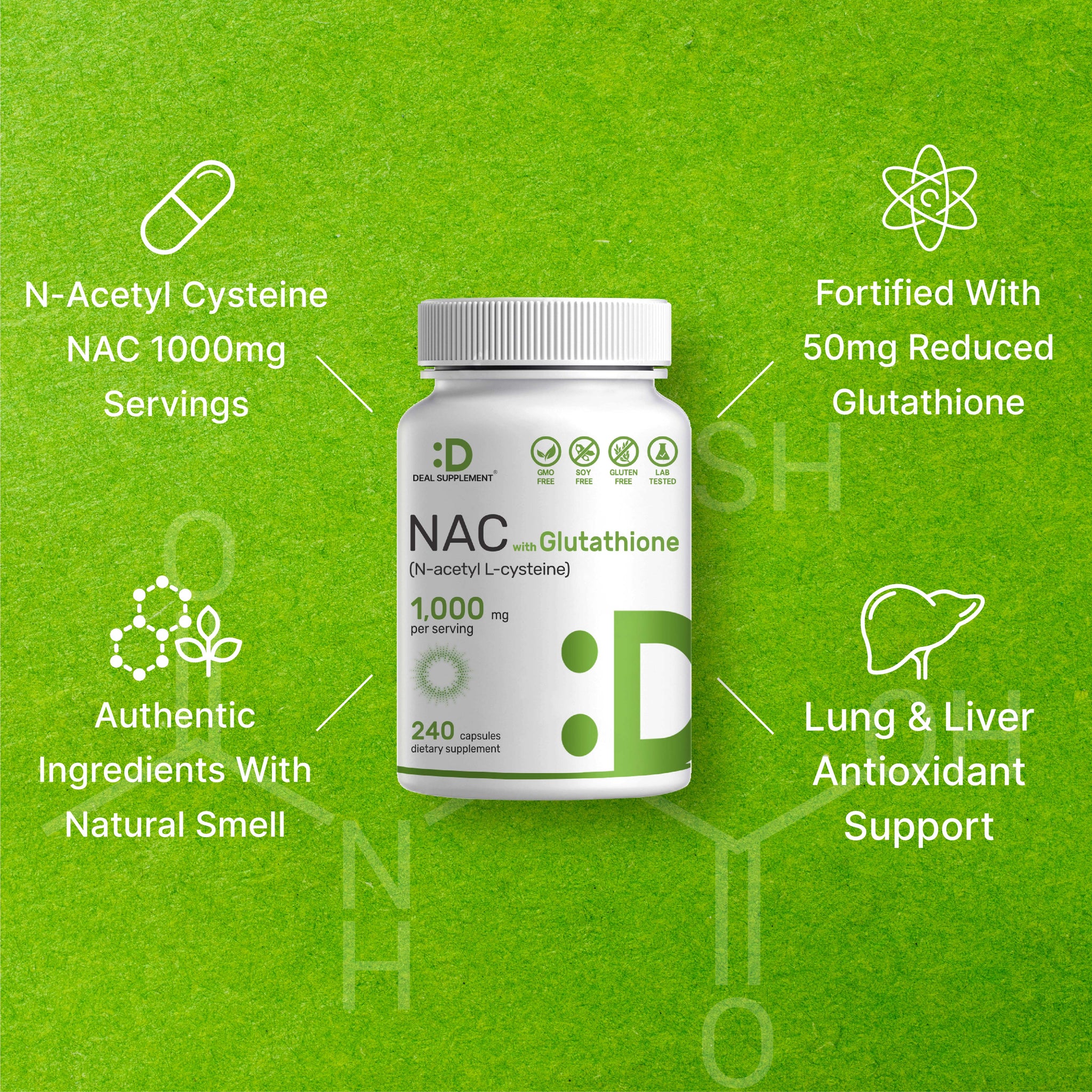 Deal Supplement Nac 1000mg With Glutathione - 240 Viên Thực Phẩm Bổ Sung Giải Độc Gan, Bảo Vệ Gan Tốt Nhất