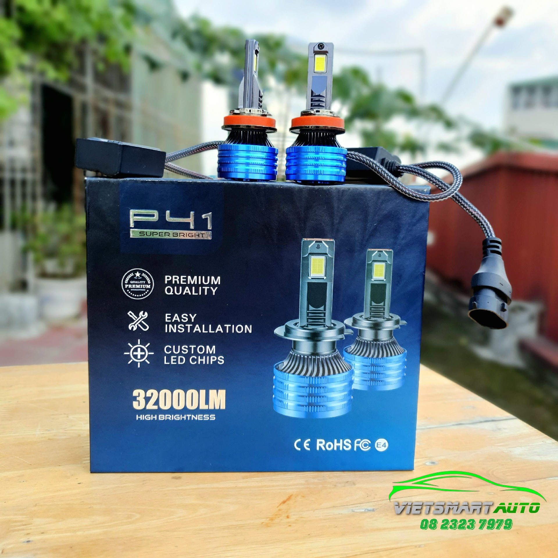 Đèn pha LED P41 PREMIUM SUPER BRIGHT 800% công suất 200W 32000LM dòng hiệu suất cao cho ô tô, xe máy