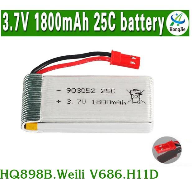 Pin Flycam Dung Lượng Cao 3.7V 1800mAh 25C Cổng JST